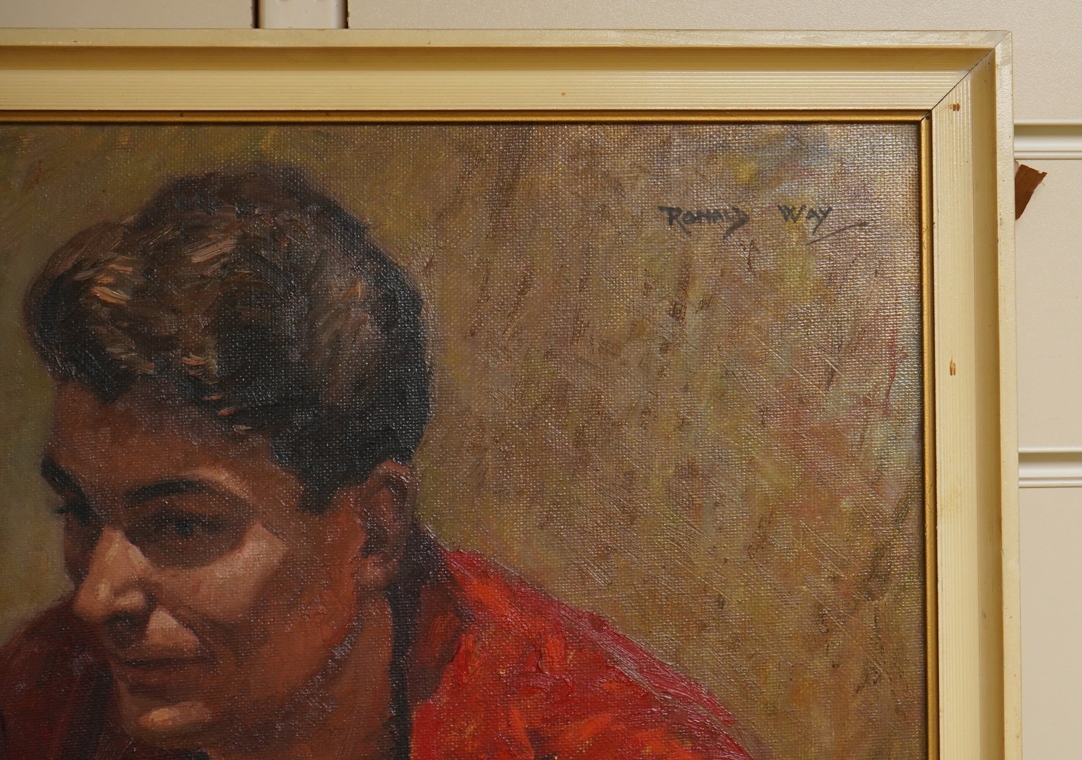 Ronald Way (20th. C), Portrait of a seated gentleman, Modern British oil on board, signed, 49 x 39cm